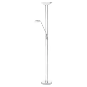 Image of Floor Lamp Light Colour Chrome Shade White Satined Glass Bulb LED 20W 2.5W 2.5W