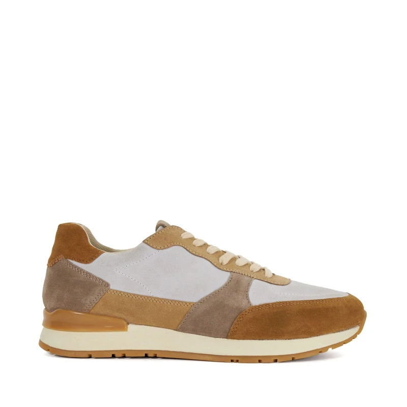 Image of Dune London Treaty Textured Lace Up Trainers Taupe male UK 7