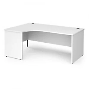 image of Dams International Left Hand Ergonomic Desk with White MFC Top and Graphite Panel Ends and Silver Frame Corner Post Legs Contract 25 1800 x 1200 x 725