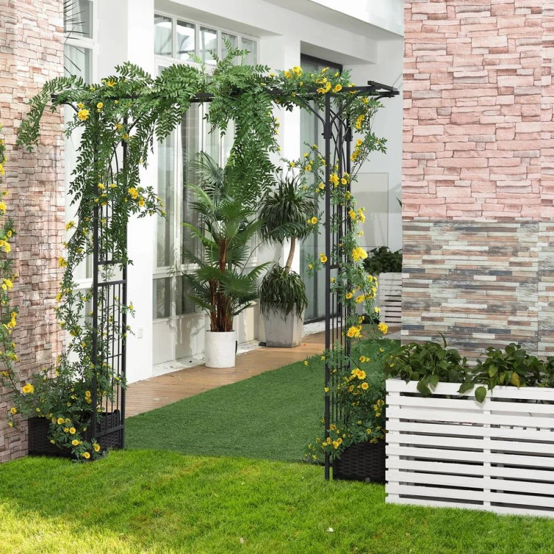 Image of Outsunny Garden Arch Arbor For Decorative Climbing Plants Lawn Garden