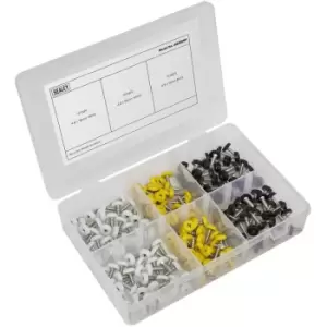 image of AB195NP 4.8mm x 18mm Numberplate Screw Assortment 195pc - Plastic Enclosed Head - Sealey