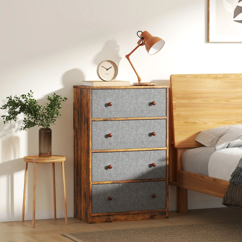 Image of HOMCOM HOMCOM Drawer Dresser for Bedroom Chest of Drawers with Steel Frame in Grey Grey One Size Unisex 5063603956094