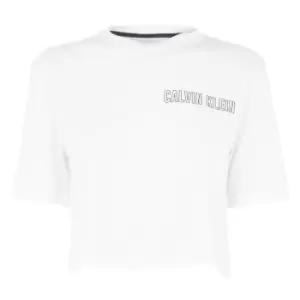 Image of Calvin Klein Performance Cropped Short Sleeve T Shirt - White