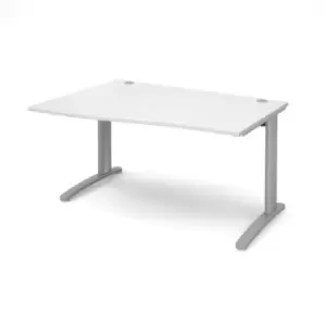 image of Office Desk Left Hand Wave Desk 1400mm White Top With Silver Frame TR10