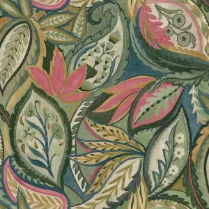 image of Holden Decor Paisley Leaves Pink Wallpaper - 10.05m x 53cm