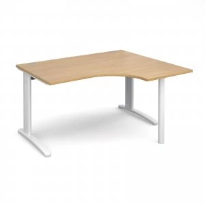 Image of TR10 Right Hand Ergonomic Desk 1400mm - White Frame Oak Top