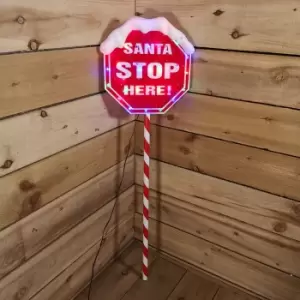 Image of Premier Christmas Light up Santa stop here Garden Patio Sign 110m