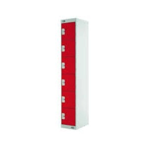 image of Six Compartment Express Standard Locker D300mm Red Door MC00150