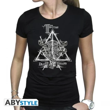 Image of Harry Potter - Deathly Hallows Womens Large T-Shirt - Black