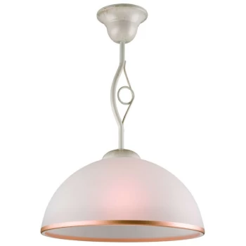 image of Lamkur Lighting - Retro Dome Pendant Ceiling Lights White, 1x E27