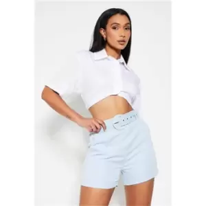 Image of I Saw It First Blue Belted Shorts - Blue