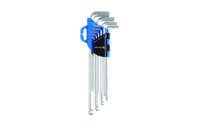 Image of Hogert Technik HT1W808 Angled Screwdriver Set Spanner Size: 10.0, Chrome Vanadium Steel, Number of tools: 9 Chrome Vanadium Steel Angled Screwdriver S
