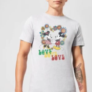 Image of Disney Mickey Mouse Hippie Love T-Shirt - Grey - M - Black