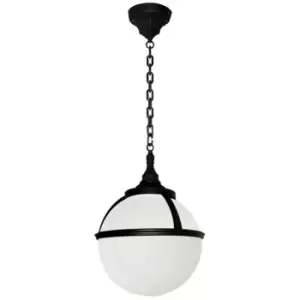 image of Elstead - Glenbeigh - 1 Light Outdoor Globe Ceiling Chain Lantern Black IP44, E27