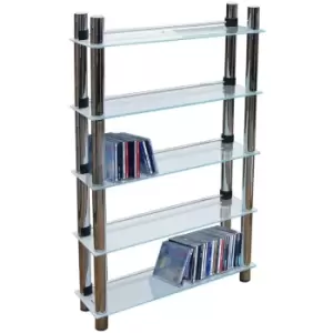 image of MATRIX - 5 Tier 165 DVD Bluray / 250 CD / Media Storage Shelves - Silver