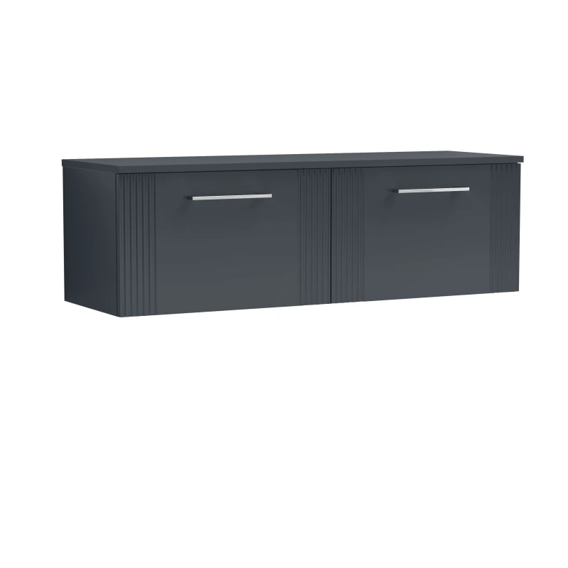 Image of Balterley 2 Drawer Wall Hung Vanity Colour Match Worktop 1200mm Black