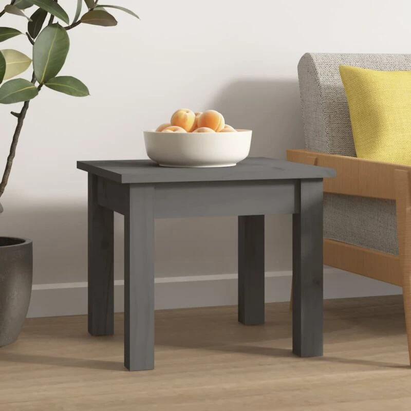 Image of Vidaxl Coffee Table Grey 35X35X30 Cm Solid Wood Pine, Grey 814221