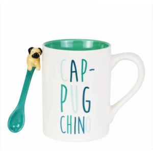 Image of Cap-Pug-Chino Mug with Sculpted Spoon Set