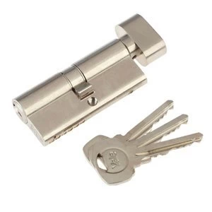 image of Yale Satin Nickel-plated Single Euro Thumbturn Cylinder lock (L)80mm (W)29mm