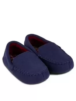 image of TOTES Boys Moccasin Slipper - Navy, Size 11-12 Younger