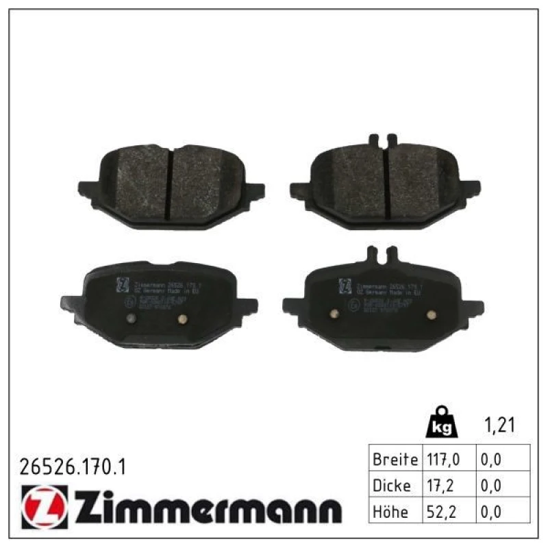 Image of ZIMMERMANN Brake pad set ZIMMERMANN 26526.170.1