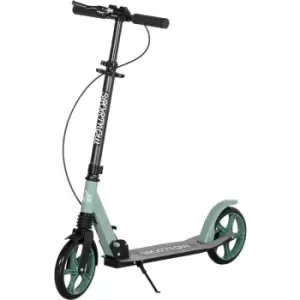 image of Folding Kick Scooter for 14+ w/ Adjustable Height, Dual Brake System - Green and Black - Homcom