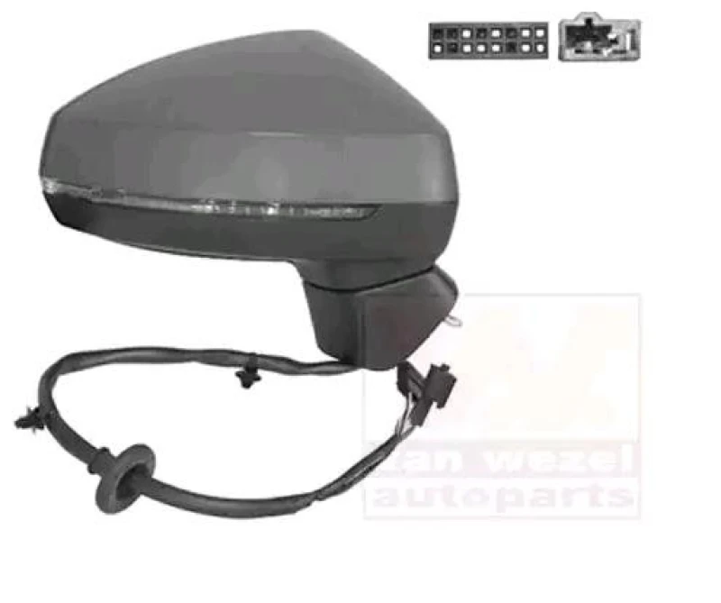 Image of VAN WEZEL 0335808 Wing mirror * HAGUS * Right, Heatable, primed Outside Mirror (50)