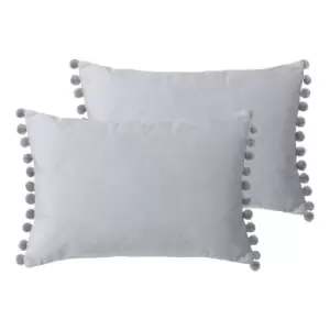 image of Paoletti Fiesta Twin Pack Polyester Filled Cushions Dove/Silver