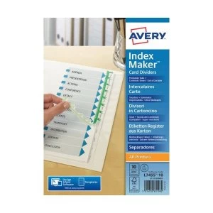 Image of Avery IndexMaker A4 Plus 10 Part Extra Wide Dividers Ref L7455 10