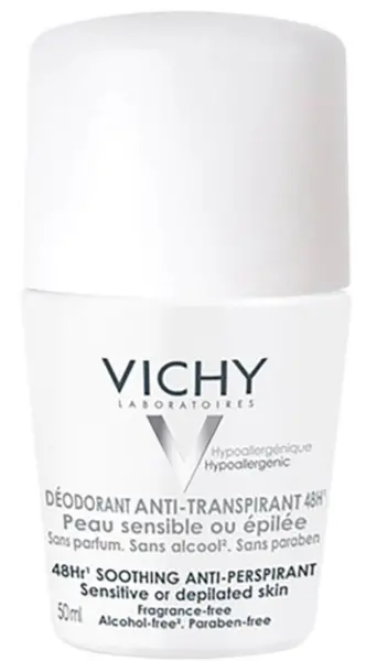 image of Vichy Sensitive Skin Antiperspirant Roll On Deodorant 50ml