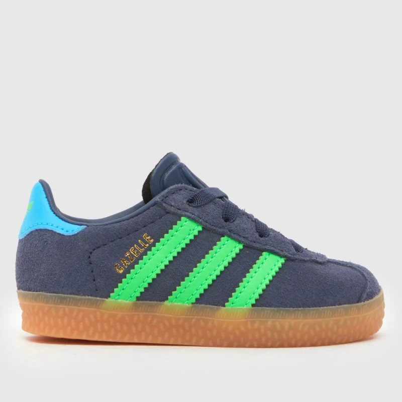 Image of adidas Navy & Green Gazelle Boys Toddler Trainers Navy & Green UK 4 (EU 20)