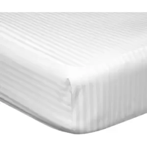Image of Belledorm 540 Thread Count Satin Stripe Extra Deep Fitted Sheet (Single) (White) - White