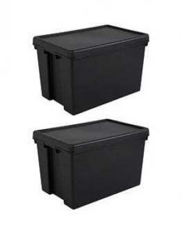 image of Wham Set Of 2 Heavy Duty Recycled Plastic Storage Boxes ; 62 Litres Each