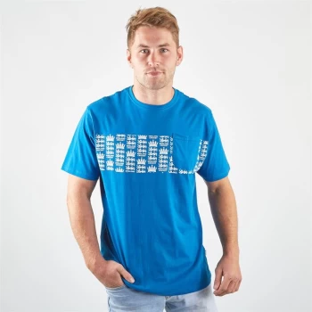 Image of England Cricket Patriotic Stripe Cricket T Shirt Mens - Blue