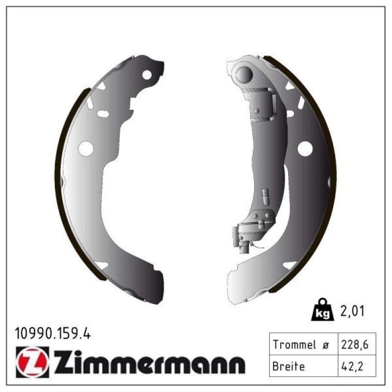 Image of ZIMMERMANN Brake Shoe Set ZIMMERMANN 10990.159.4