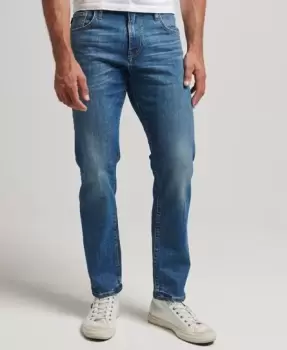 Image of Superdry Mens Organic Cotton Slim Straight Jeans Blue / Mercer Mid Blue - Size: 34/34