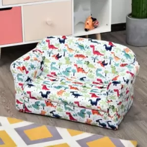 image of Childrens Dinosaur Print Soft Fabric Sofa Multi Colour