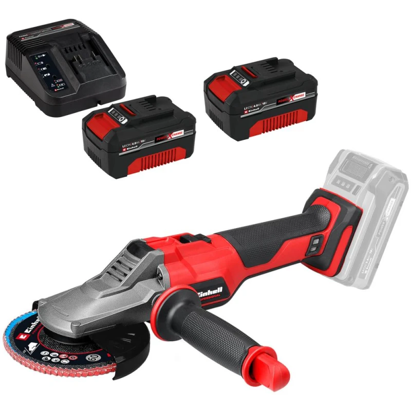 Image of Einhell Professional TP-AG 18/125 F Li BL 18v Cordless Brushless Angle Grinder 125mm 2 x 4ah Li-ion Charger No Case TP-AG 18/125 F Li BL