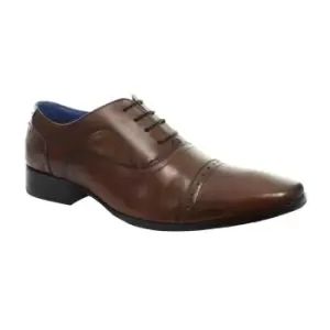 Image of Roamers Mens 4 Eyelet Punched Cap Leather Oxford Shoes (11 UK) (Tan)