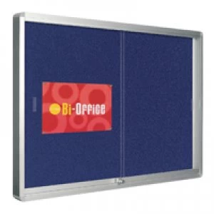 image of Bi-Office Lockable Glazed Display Case 890x625mm 8xA4 Sheets Blue Felt