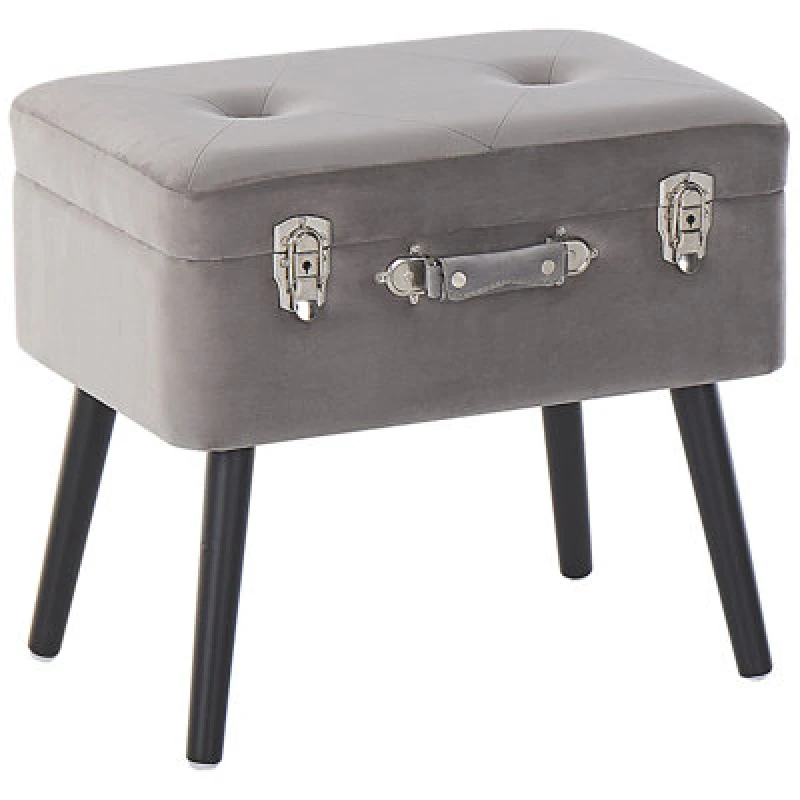 Image of Beliani Storage Stool Mallard Velvet Grey
