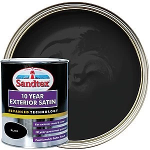 image of Sandtex 10 Year Exterior Satin Paint - Black 750ml