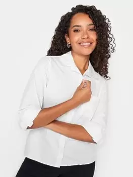 Image of M&Co Petite Petite Relaxed Poplin Shirt, White, Size 10, Women