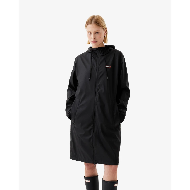 Image of Hunter Womens Andrea Waterproof Lightweight Rain Anorak Rain Jackets 10 (S) Black 67425703350