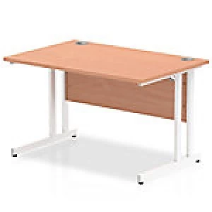 image of Impulse 1200/800 Rectangle White Cantilever Leg Desk Beech