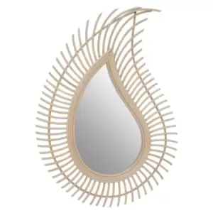 Image of Mataram Teardrop Natural Rattan Wall Mirror Black