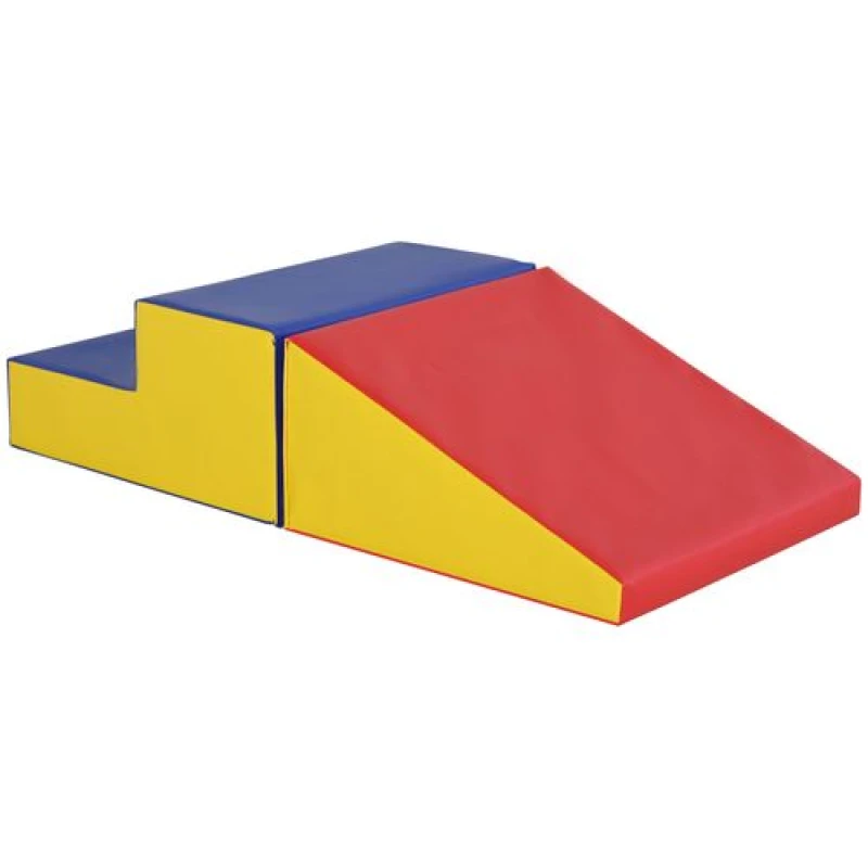 Image of HOMCOM 2 Piece Soft Play Set for Toddler Climb and Crawl, Red, Red 3D0-002
