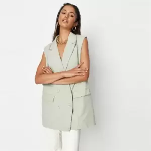 image of Missguided Osized Sleeveless Blazer - Green