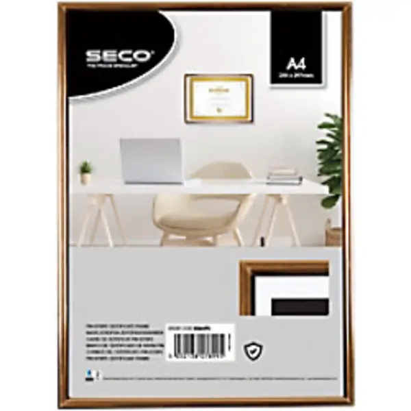 Image of SECO Seco A4 Pin Stripe Certificate Frame Black and Gold - BGA4PS BGA4PS