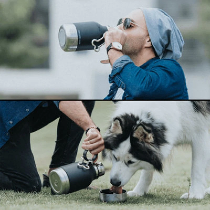 Image of asobu Tritan Water Bottle with Dog Bowl Black 975ml Black
